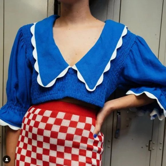 Fashion Brand Company Tops - Fashion Brand Company Cartoon Blouse in Cornflower Blue